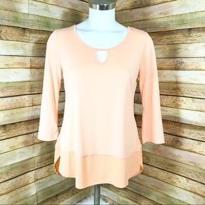 Soft Surroundings beach sand orange 3/4 sleeve top